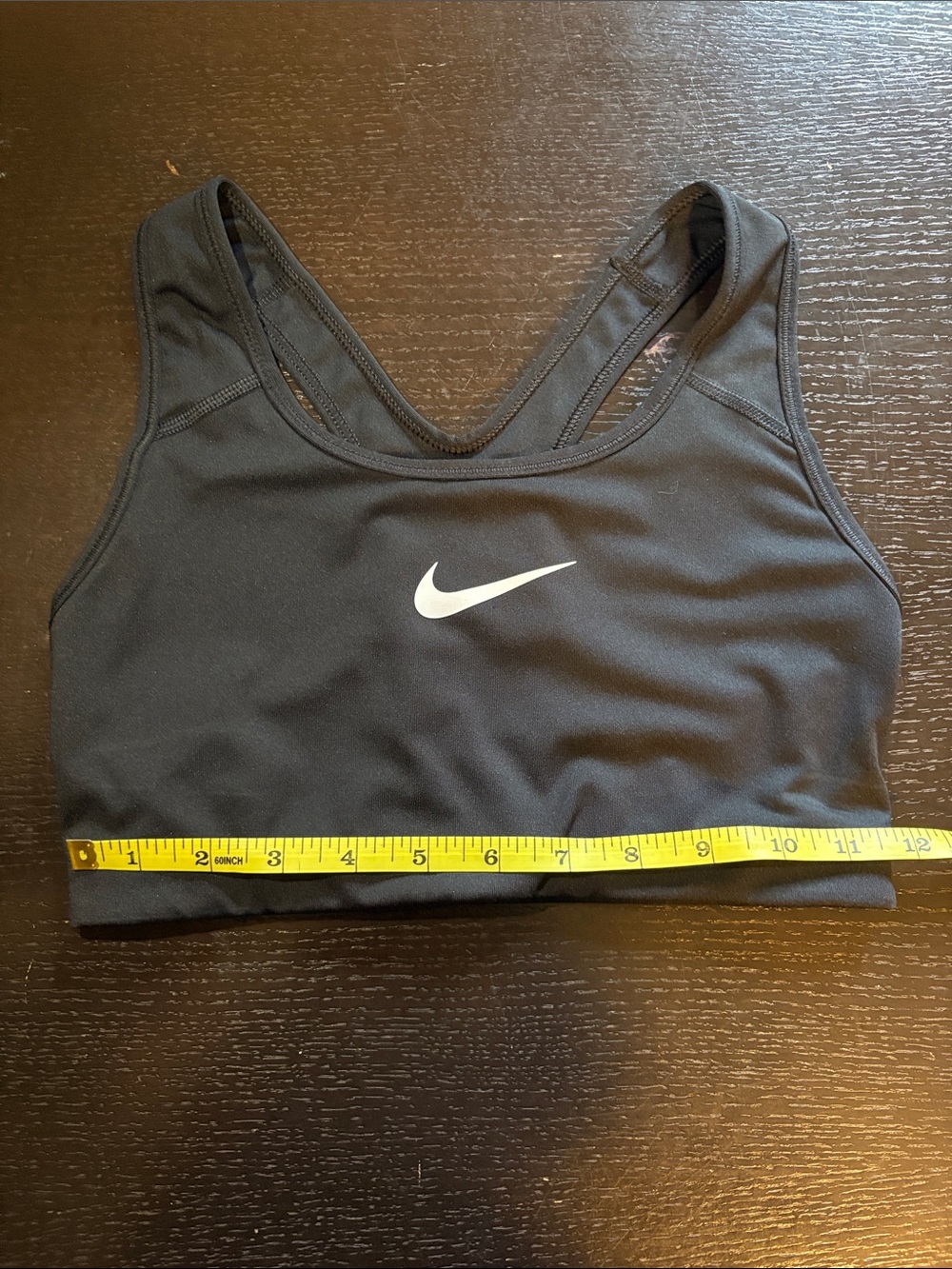 Nike Black Women's Swim Sports Bra with White Swoosh